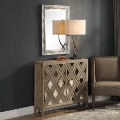 UTTERMOST RUSTIC MIRRORED DIAMOND CONSOLE CABINET 10 UTTERMOST RUSTIC MIRRORED DIAMOND CONSOLE CABINET