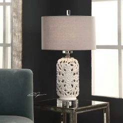 UTTERMOST DAHLINA ANTIQUE WHITE CERAMIC LAMP Lighting