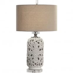 UTTERMOST DAHLINA ANTIQUE WHITE CERAMIC LAMP Lighting