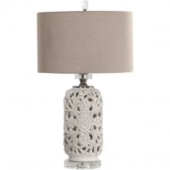 UTTERMOST DAHLINA ANTIQUE WHITE CERAMIC LAMP Lighting