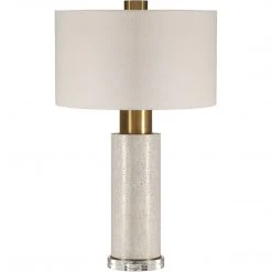 UTTERMOST Lighting BLEACHED CONCRETE + BRASS COLUMN LAMP
