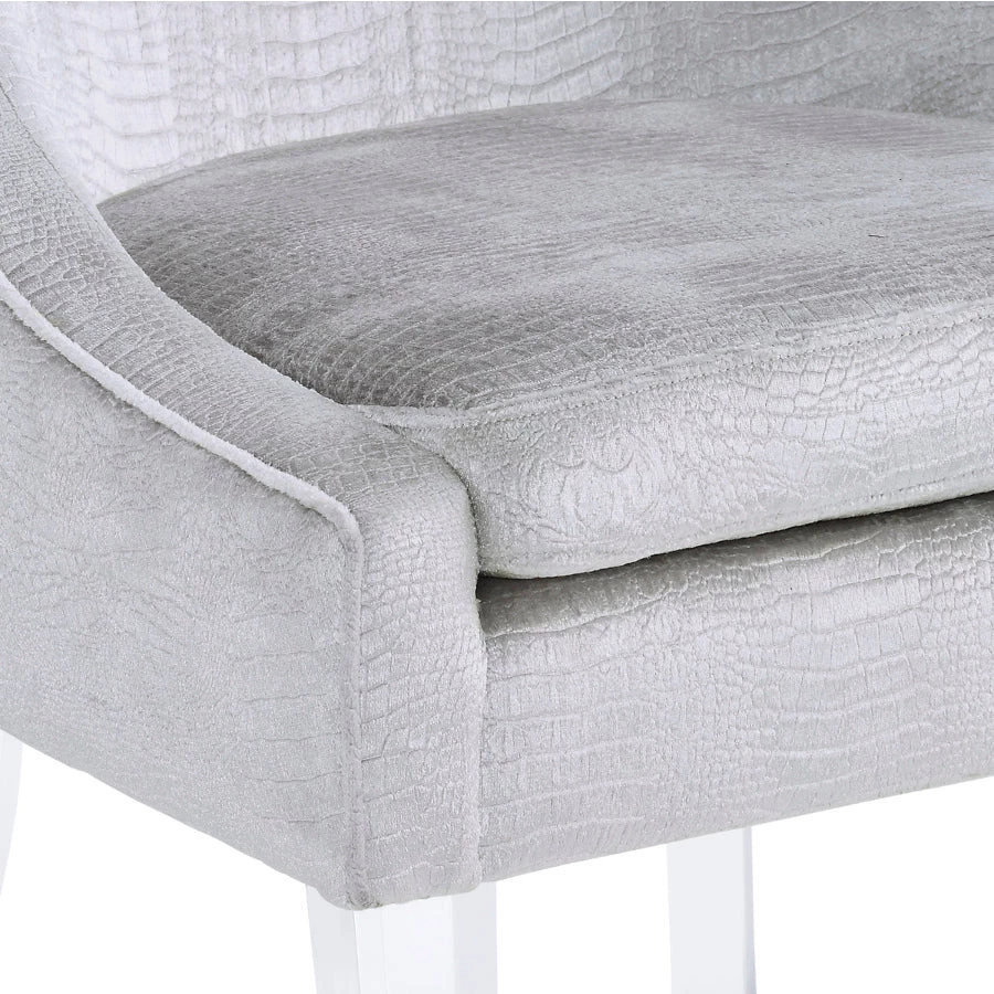 TOV Living Room VERA SILVER CROC VELVET CHAIR 6 TOV Living Room VERA SILVER CROC VELVET CHAIR