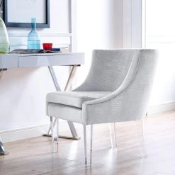 TOV Living Room VERA SILVER CROC VELVET CHAIR 7 TOV Living Room VERA SILVER CROC VELVET CHAIR