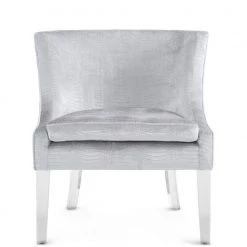 TOV Living Room VERA SILVER CROC VELVET CHAIR