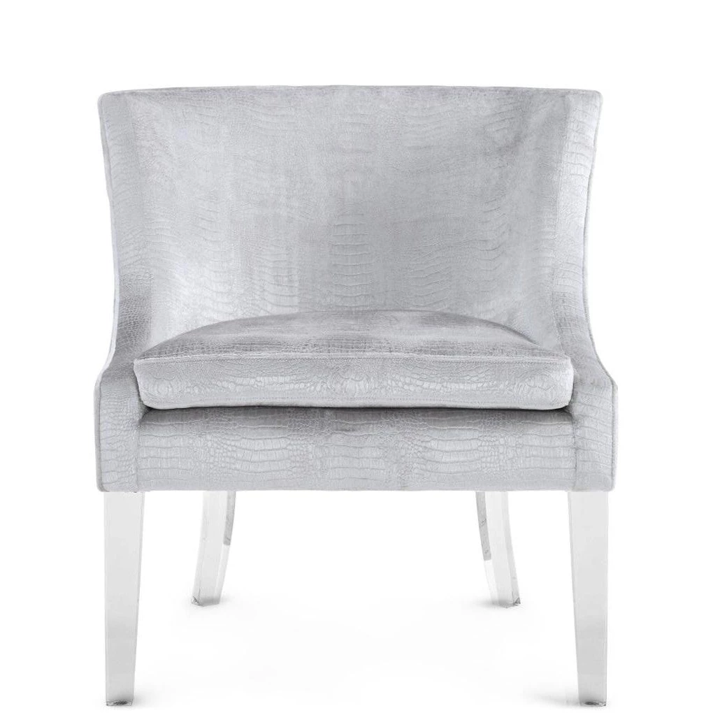 TOV Living Room VERA SILVER CROC VELVET CHAIR 1 TOV Living Room VERA SILVER CROC VELVET CHAIR