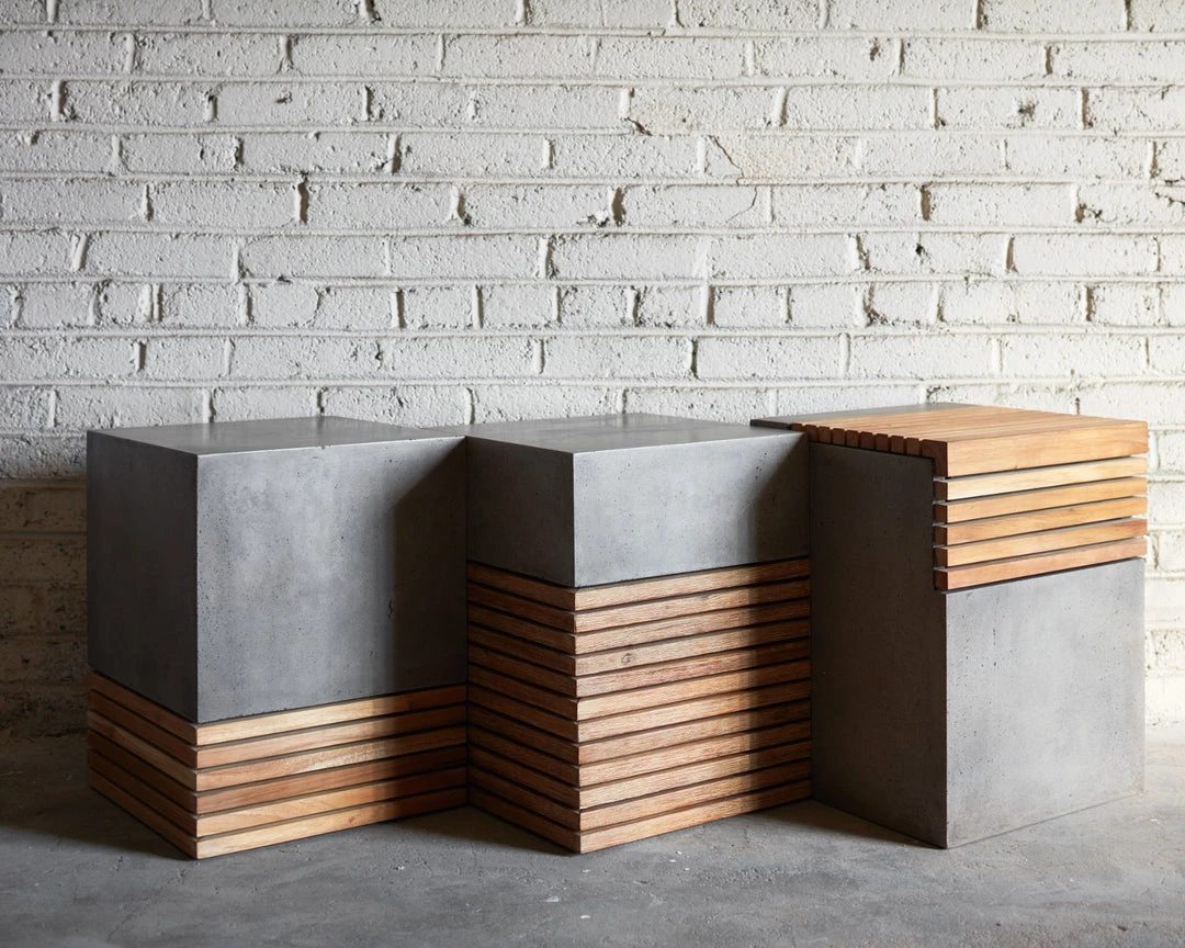 URBIA Living Room KOBE CONCRETE + TEAK STOOL 5 URBIA Living Room KOBE CONCRETE + TEAK STOOL