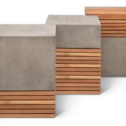 URBIA Living Room KOFI CONCRETE + TEAK STOOL 16 URBIA Living Room KOFI CONCRETE + TEAK STOOL