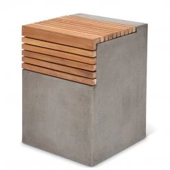 URBIA Living Room KOFI CONCRETE + TEAK STOOL