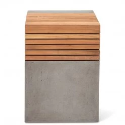 URBIA Living Room KOFI CONCRETE + TEAK STOOL