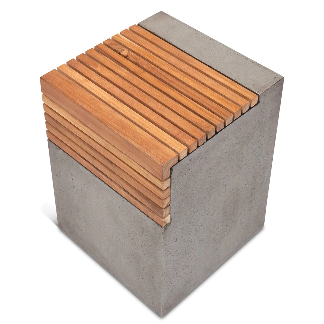 URBIA Living Room KOFI CONCRETE + TEAK STOOL 4 URBIA Living Room KOFI CONCRETE + TEAK STOOL