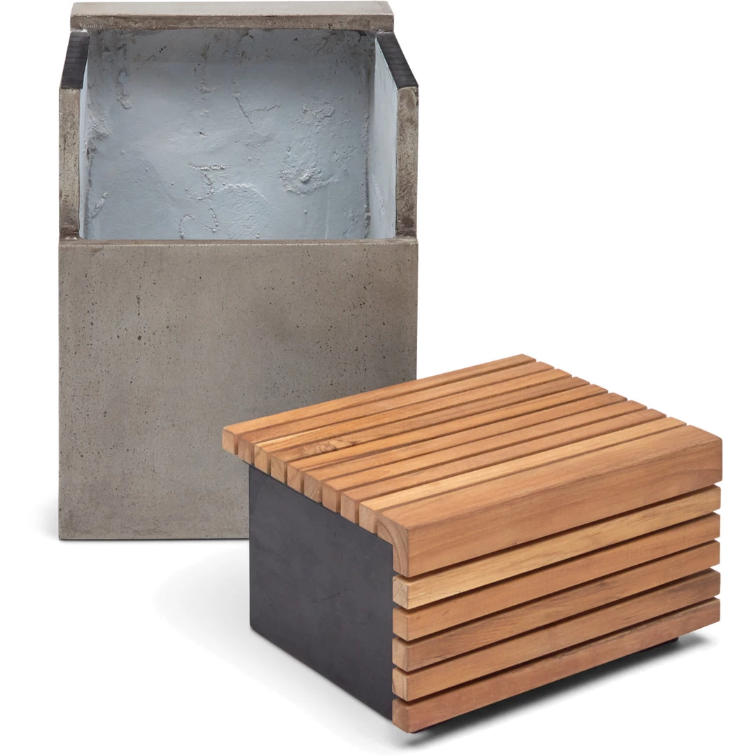 URBIA Living Room KOFI CONCRETE + TEAK STOOL 5 URBIA Living Room KOFI CONCRETE + TEAK STOOL