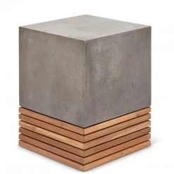 URBIA Living Room KOBE CONCRETE + TEAK STOOL