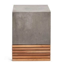 URBIA Living Room KOBE CONCRETE + TEAK STOOL