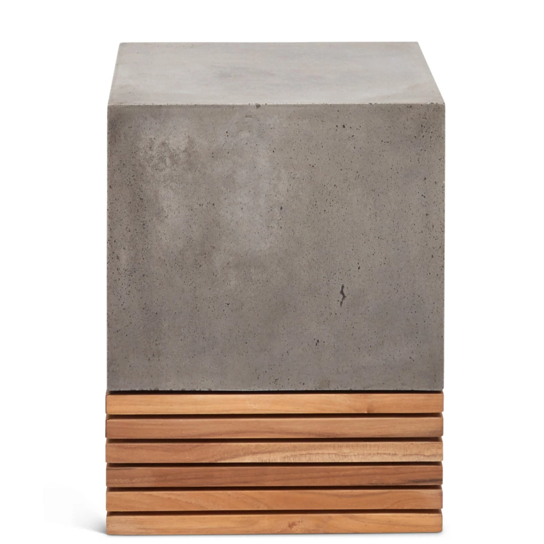 URBIA Living Room KOBE CONCRETE + TEAK STOOL 1 URBIA Living Room KOBE CONCRETE + TEAK STOOL