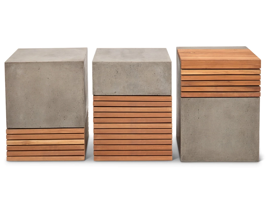 URBIA Living Room KOBE CONCRETE + TEAK STOOL 7 URBIA Living Room KOBE CONCRETE + TEAK STOOL