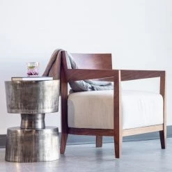 MOES VICTOR ANTIQUE NICKEL ALUMINUM ACCENT TABLE