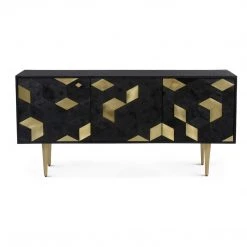MOES GEOMETRIC BRASS + MANGO WOOD SIDEBOARD