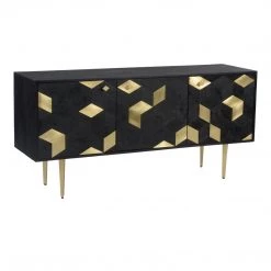 MOES GEOMETRIC BRASS + MANGO WOOD SIDEBOARD