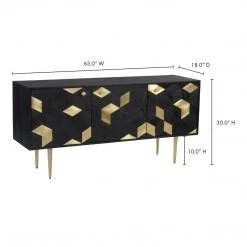 MOES GEOMETRIC BRASS + MANGO WOOD SIDEBOARD