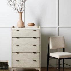 FOUR HANDS VIGGO VINTAGE WHITE OAK TALL CHEST