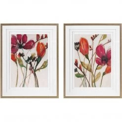 UTTERMOST Wall Art "VIVID ARRANGEMENT" GLASS FRAMED PRINTS | SET OF 2