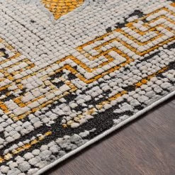 SURYA NIKOLOS RUG: YELLOW, ICE BLUE, BLACK