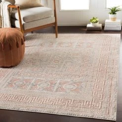 SURYA NIKOLOS RUG: DUSTY ROSE, SILVER, KHAKI