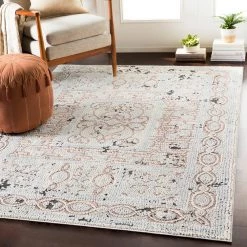 SURYA NICHELLE RUG: DUSTY ROSE, ICE BLUE, BLACK