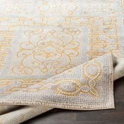 SURYA NICHELLE RUG: YELLOW, ICE BLUE, BEIGE