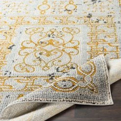 SURYA NICHELLE RUG: YELLOW, ICE BLUE, BLACK