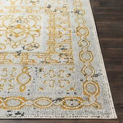 SURYA NICHELLE RUG: YELLOW, ICE BLUE, BLACK