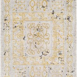 SURYA NICHELLE RUG: YELLOW, ICE BLUE, BLACK