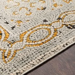 SURYA NICHELLE RUG: YELLOW, ICE BLUE, BLACK