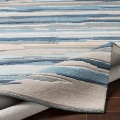 SURYA TEXTURED HORIZON WOOL RUG: DENIM DUNES