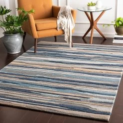SURYA TEXTURED HORIZON WOOL RUG: DENIM DUNES