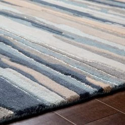 SURYA TEXTURED HORIZON WOOL RUG: DENIM DUNES