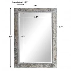 UTTERMOST WEATHERED ANTIQUE IVORY & AGED SILVER MIRROR