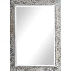 UTTERMOST WEATHERED ANTIQUE IVORY & AGED SILVER MIRROR