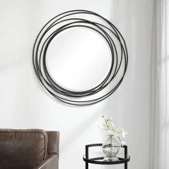 UTTERMOST WHIRLWIND BLACK IRON ROUND MIRROR