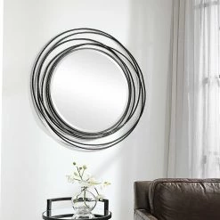 UTTERMOST WHIRLWIND BLACK IRON ROUND MIRROR