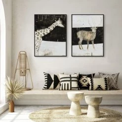 L ART "WHITE GIRAFFE" CANVAS ART Wall Art