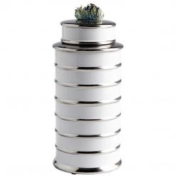 CYAN WHITE CERAMIC CRYSTAL TOP CONTAINERS