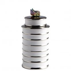 CYAN WHITE CERAMIC CRYSTAL TOP CONTAINERS