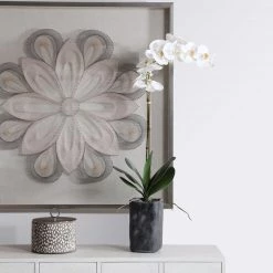 UTTERMOST ORCHID BOTANICAL IN CONCRETE PLANTER Pillows + Decor