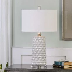 UTTERMOST Lighting WHITE HONEYCOMB CERAMIC OVAL LAMP