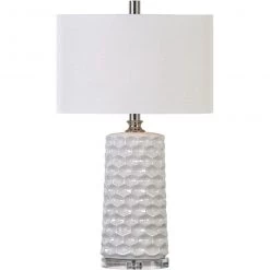 UTTERMOST Lighting WHITE HONEYCOMB CERAMIC OVAL LAMP