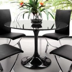ZUO WILCO 47"RD DINING TABLE: GLOSS BLACK