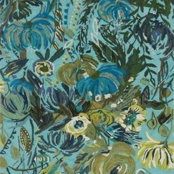 LOLOI WILD BLOOM WOOL RUG: AQUA, GREEN