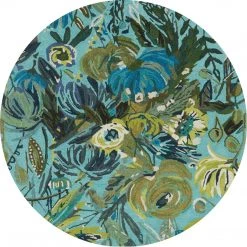 LOLOI WILD BLOOM WOOL RUG: AQUA, GREEN
