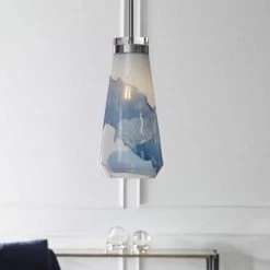 UTTERMOST Lighting WINDSWEPT BLUE + WHITE GLASS PENDANT